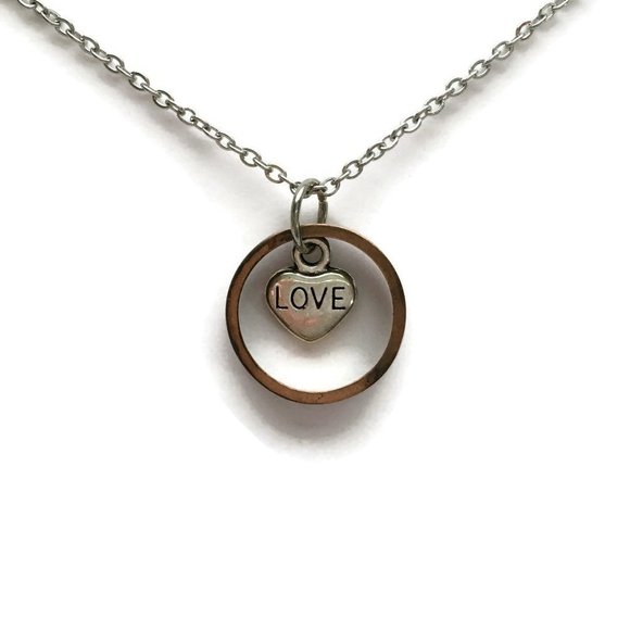 US Copper Wheat Penny Coin Ring Heart Necklace Stainless Steel Handmade OOAK - Picture 3 of 13